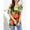 Fashionable Floral Print Loose-Fitting Belted T-Shirt For Women - multicolore ONE SIZE(FIT SIZE XS TO M)
