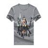Fashion Plus Size Round Neck Mona Smile Print Short Sleeve T-Shirt For Men - Gris XL