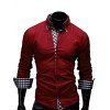 Chemise à Manches Longues pour Hommes de Design Sous le  Boutonnière - Rouge XL