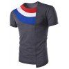 Ourlet asymétrique Couleur Spliced ​​V-Neck T-shirt manches courtes hommes Incliné - gris foncé 2XL