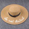 Stylish Letter Embroidery Wide Brim Women's Hipsters Straw Hat - Kaki 