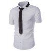Hot Sale col rabattu Solid Slim Fit Couleur Manches courtes Hommes Shirt - Blanc L
