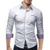 Chemise Manches Longues à Col Rabattu et avec Épissures à Carreaux Colorés pour Hommes - Blanc L