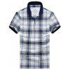 Casual Plus Size Turn-Down Collar Vérifié Imprimer manches courtes hommes  's Polo T-Shirt - Bleu M