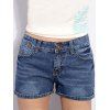 Trendy Snow Wash Slimming Rolled-Up Solid Color Shorts For Women - Bleu clair 2XL