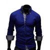 Chemise à Manches Longues pour Hommes de Design Sous le  Boutonnière - Bleu Saphir M