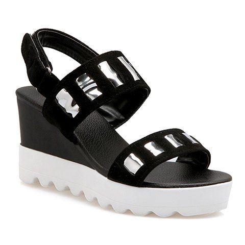 Sandales Velcro Trendy et Heel Wedge design Femmes  's - Noir 34