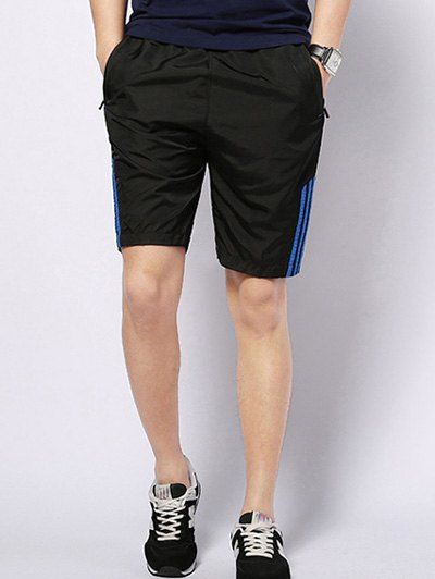 

Men's Casual Striped Lace Up Sports Shorts, Blue