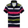 Tournez-Down Collar Plus Size Color Block Striped manches courtes hommes  's Polo T-Shirt - Vert XL