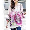 Sweet Flower Print Round Collar Batwing Sleeve Women's Tee - Violet ONE SIZE(FIT SIZE XS TO M)