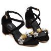 Sandales floral à la mode et de la Croix-Strap Conception Femmes  's - Noir 35