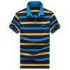 Men 's  Turn-Down Collar Plus Size Color Block Striped Imprimer manches courtes Polo T-Shirt - Bleu M