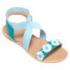 Doux Color Block and Sandals Flower Design Femmes  's - Bleu 38