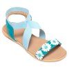 Doux Color Block and Sandals Flower Design Femmes  's - Bleu 39