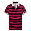 Hommes Casual  's Plus Size Turn-Down Collar Color Block Striped courtes T-shirt à manches Polo - Rose XL