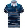 Men 's  Taille Plus col rabattu Gradient couleur rayé T-shirt à manches courtes Polo - Bleu XL