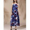 Charme Halterneck sans manches Haut-Slit Floral Print Women Dress  's - Bleu Violet M