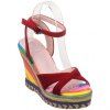 Fashion Suede and Color Block Design Women's Sandals - Rouge 34
