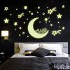Élégant lumineux Lune et Motif Étoile Autocollant Mural Pour Décoration Chambre - Fluorescent Jaune 
