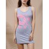 Simple Style Scoop Neck Spaghetti Strap Letter Print Dress For Women - Gris S