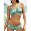 Trendy Spaghetti Strap Floral Print Bikini pour les femmes - Turquoise S