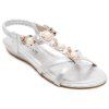 Casual Faux Pearls and Elastic Band Design Women's Sandals - Argent 40