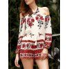 Bohemian Style Off The Shoulder Floral Printed Women's Romper - Blanc M
