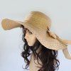 Chic Lace-Up Wide Brim Sun-Resistant Women's Straw Hat - Kaki 