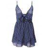 Plongeant Neck Striped design Spaghetti Strap Flounce Romper s 'Chic Femmes - Rayure ONE SIZE(FIT SIZE XS TO M)