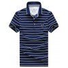 Men 's  col rabattu Color Block Srtiped Imprimer manches courtes Plus Size Polo T-Shirt - Cadetblue XL
