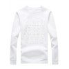 Plus Size Letter Pattern Emboss Round Neck Long Sleeve Men's Sweatshirt - Blanc M
