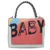 Stylish Letter Print and Color Block Design Women's Tote Bag - Blanc 