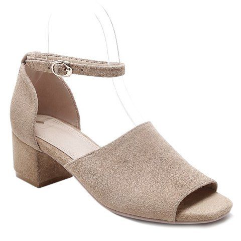 Fashion Suede and Chunky Heel Design Women's Sandals - Brun Légère 39