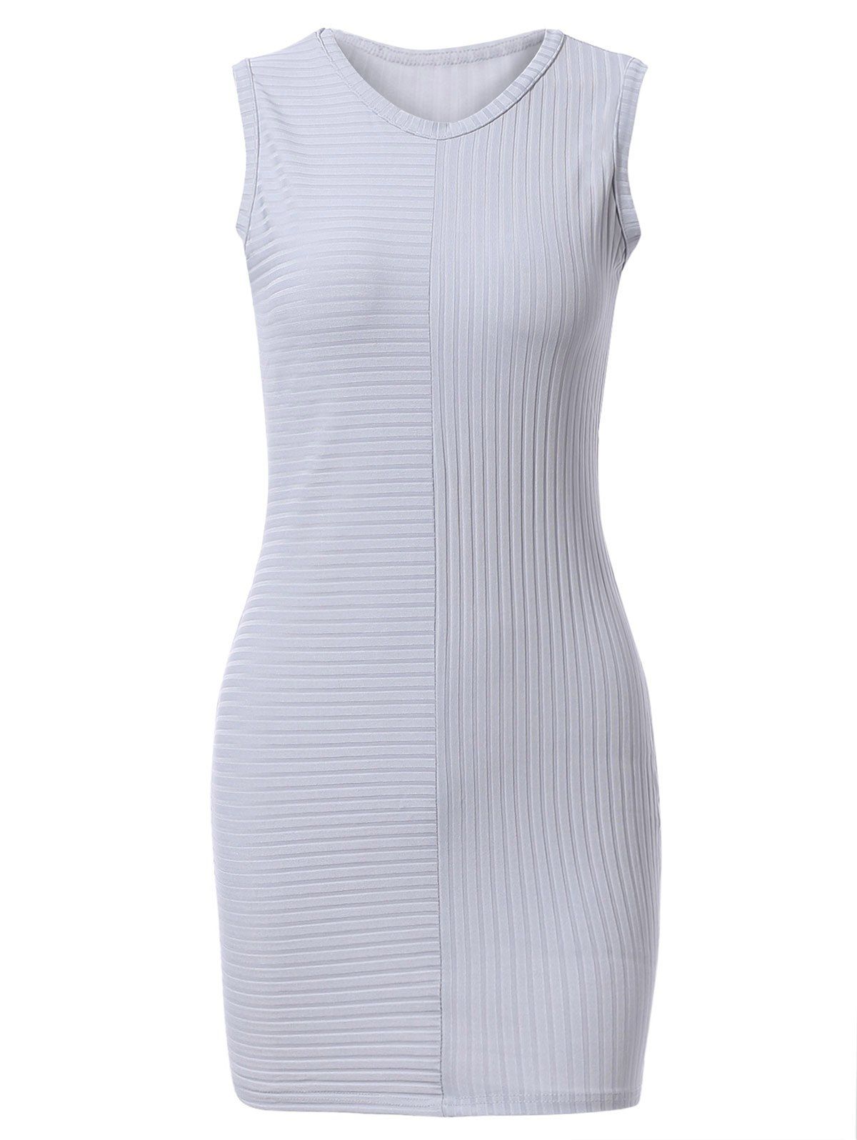 

Bodycon Solid Color Sleeveless Scoop Neck Women's Club Dress, Silver