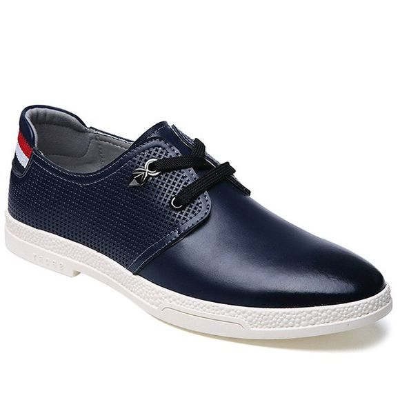 Stylish Striped and Metal Design Men's Casual Shoes - Bleu profond 39