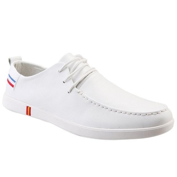 Fashionable Stripes and Lace-Up Design Men's Casual Shoes - Blanc 40