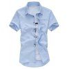 Plus Size Turn-Down Collar Solid Color manches courtes Casual Shirt pour les hommes - Bleu clair 5XL