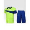 Men's Round Neck Color Block Short Sleeve T-Shirt + Shorts - Vert Fluorescent L