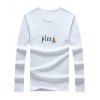Men's Casual Letter Printed Long Sleeves T-Shirt - Blanc XL
