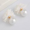 Pair of Gorgeous Faux Pearl Flower Earrings Jewelry For Women - Blanc 