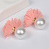 Pair of Chic Faux Pearl Flower Earrings Jewelry For Women - Rose 