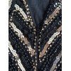 Gergeous Round Neck Sleeveless Striped Sequins Embellished Irregular Hem Club Dress For Women - BLACK S