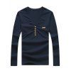 Men's Fashion Solid Color V-Neck Long Sleeves T-Shirt - Cadetblue XL