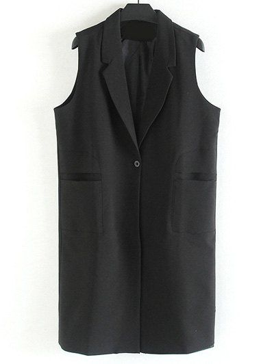 Entaillé palangre Collar Plus Size Waistcoat - Noir XL