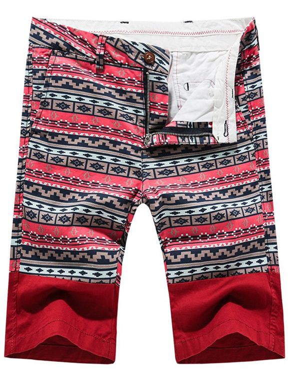Shorts Fashion Zip Fly Printed Men  's - Rouge 34
