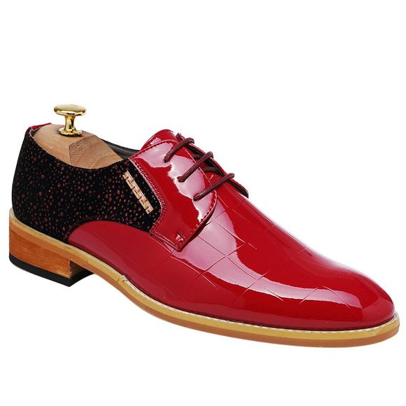 Chaussures Branchées Formelles en Blocs de Couleurs Cuir Verni Design Pour Homme - Rouge 40