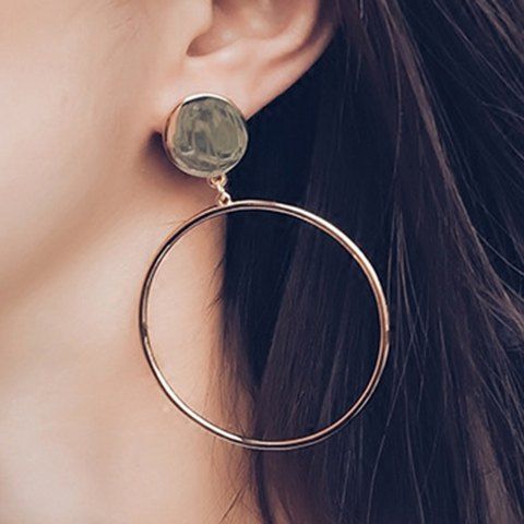 Pair of Chic Hollow Circle Ring Pendant Women's Earrings - d'or 