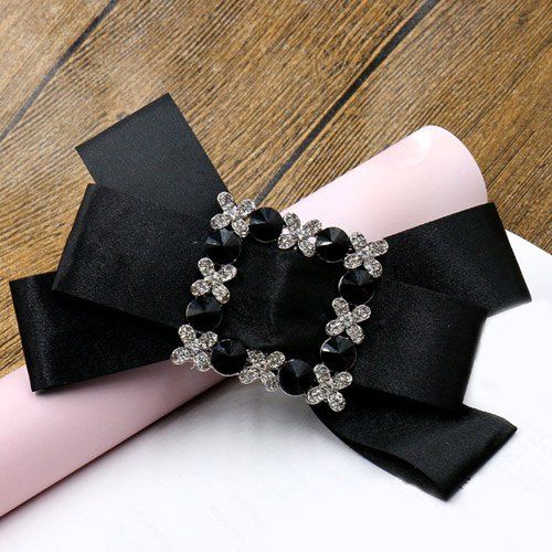 Elégant Hairpin Solid Color strass bowknot pour les femmes - Noir 