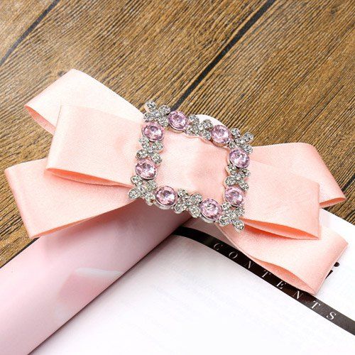 Elégant Hairpin Solid Color strass bowknot pour les femmes - Rose 