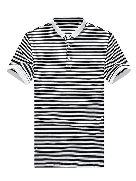 Striped plus Collar Size Turn-Down à manches courtes hommes  's Polo T-Shirt - Noir XL